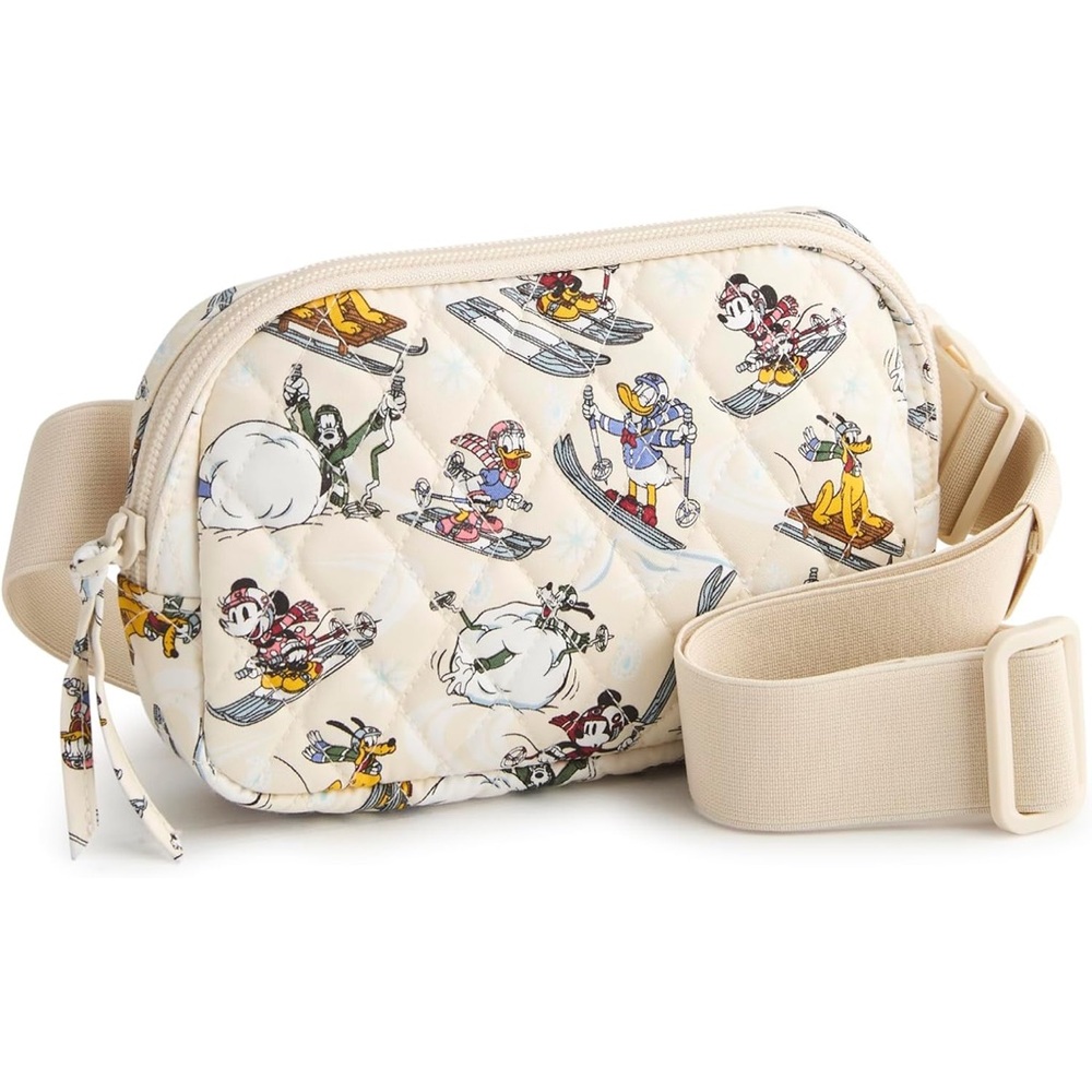Vera Bradley Premium Cotton Disney Small Belt Bag Downhill Skiing Mickey Friends